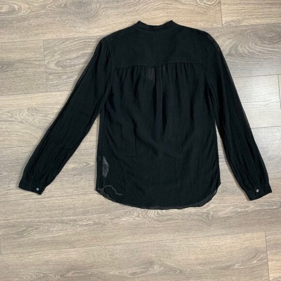 Aritzia Wilfred Blouse Half Button Front Long Sleeve Sheer Black Size XS - Picture 12 of 13